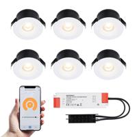 Set van 6 Cadiz Smart LED Mini Inbouwspots - Veranda spots - 12V 3W 200lm - Dimbaar - Wifi & Bluetooth - 2700K - IP44 waterdicht - Wit