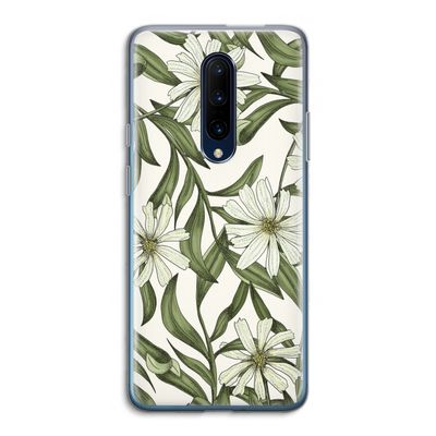 Wit bloemenpatroon: OnePlus 7 Pro Transparant Hoesje