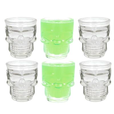 Doodshoofd shotglas - 6x - glas - 50ml - shot glazen / borrel glaasje - shotjes