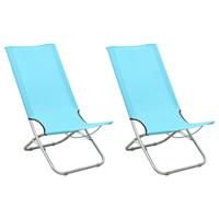 Strandstoelen 2 st inklapbaar stof turquoise - thumbnail