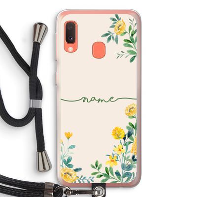 Gele bloemen: Samsung Galaxy A20e Transparant Hoesje met koord