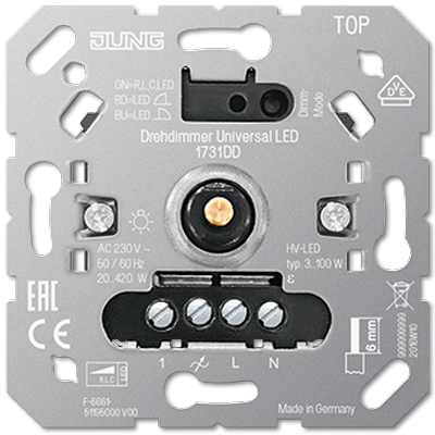 Jung universele dimmer 1731DD voor led 3-100W en overige 20-420W