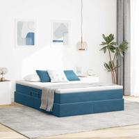 Opbergbed met matras Donkerblauw 140 x 200 cm Fluweel