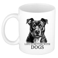 Cadeau mok voor honden liefhebbers - Staffordshire Bull Terrier - wit - keramiek - 300 ml