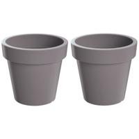 Prosperplast Bloempot - 2x stuks - binnen en buiten - D60xH52 cm - steengrijs - kunststof - plantenp