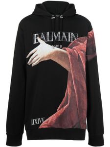 Balmain hoodie en coton à imprimé graphique - Noir