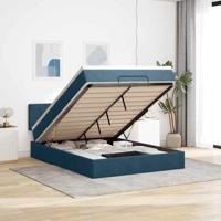 Ottoman bed met matras en LED's 140x190cm fluweel donkerblauw