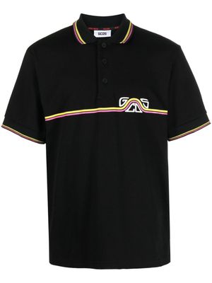 GCDS polo à logo imprimé - Noir