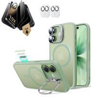 iPhone 17 Bundle Classic Hybrid Magnetic Case (Stash Stand) and Armorite Pro Privacy Screen Protector - Frosted Light Green
