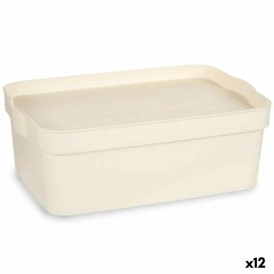 Opbergbak met Deksel Crème Plastic 6 L 21,5 x 11 x 31,5 cm (12 Stuks)