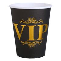 Santex VIP thema feest wegwerp bekertjes - 10x stuks - 270 ml - karton - goud/zwart themafeest   -