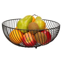 Fruitschaal/fruitmand rond zwart metaal 30 cm - thumbnail