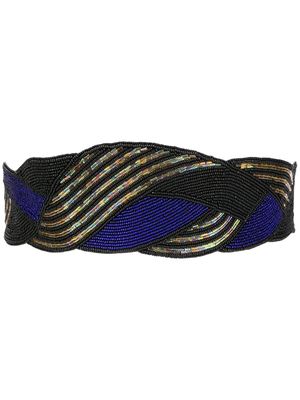 Christian Dior Pre-Owned ceinture Couture à design à perles - Noir