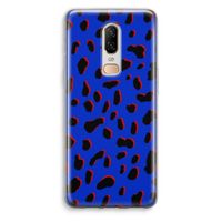 Blue Leopard: OnePlus 6 Transparant Hoesje