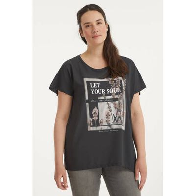 ONLY CARMAKOMA T-shirt CARCITY met printopdruk antraciet/wit/roze ONLY CARMAKOMA T-shirt CARCITY met printopdruk antraciet/wit/roze