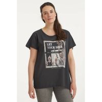 ONLY CARMAKOMA T-shirt CARCITY met printopdruk antraciet/wit/roze - thumbnail