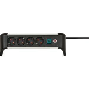 Brennenstuhl 1391040400 Alu-office-Line Stekkerdoos | 4 sockets | Zwart/Zilver | Schakelaar | 1,8 meter