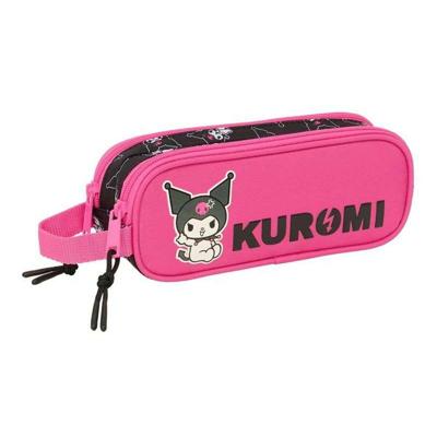 Pennenetui met 2 vakken Kuromi Zwart Fuchsia 21 x 8 x 6 cm