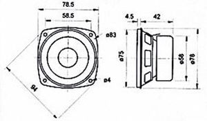Visaton F 8 SC - 8 Ohm 3.3 inch 8 cm Breedband-luidspreker 20 W 8 Ω Magnetisch afgeschermd