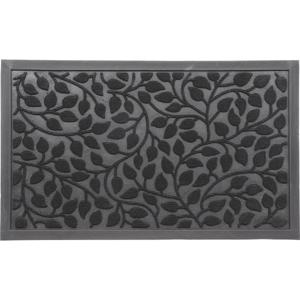 Luance Deurmat Feuillage - zwart - rubber - rechthoek - 75 x 45 cm - schoonloopmat