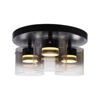 Highlight 3-lichts plafondlampSalerno zwart met smoke glas - P6428.01