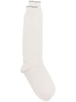 Eleventy ribbed knitted socks - Blanc