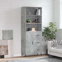 Hoge kast 69,5x34x180 cm bewerkt hout betongrijs