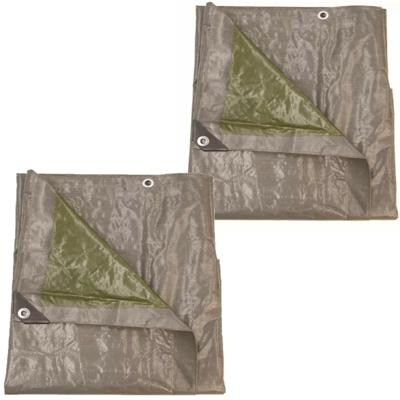 Afdekzeil/dekzeil grijs/groen waterdicht kunststof 140 gr/m2 - 2x - 600 x 1000 cm
