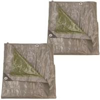 Afdekzeil/dekzeil grijs/groen waterdicht kunststof 140 gr/m2 - 2x - 600 x 1000 cm