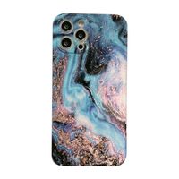 iPhone SE 2020 hoesje - Backcover - Marmer - Marmerprint - TPU - Donkerblauw/Lichtblauw