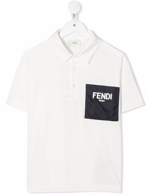 Fendi Kids polo en coton à logo imprimé - Blanc