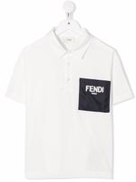 Fendi Kids polo en coton à logo imprimé - Blanc