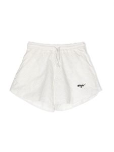 MSGM Kids short en broderie anglaise à logo brodé - Blanc