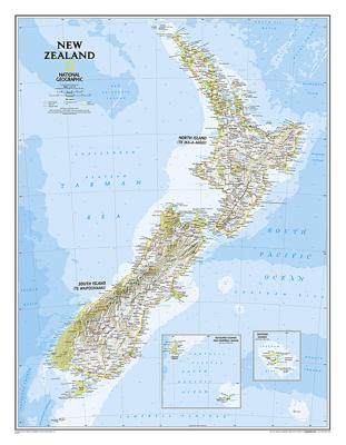 Wandkaart 21160 Nieuw-Zeeland | Papier | 60 x 77 cm | National Geographic