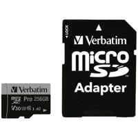 Verbatim Pro microSDXC-kaart 256 GB UHS-Class 3 4K-video-ondersteuning, A2-vermogensstandaard, Incl. SD-adapter, Schokbestendig, Waterdicht - thumbnail