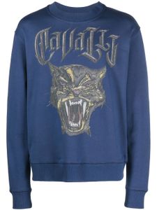 Roberto Cavalli sweat en coton à imprimé Panther - Bleu