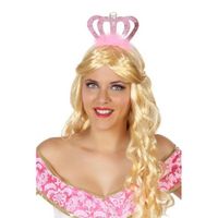 Prinses/koningin verkleed diadeem met roze kroon - thumbnail