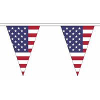 2x Amerika/USA slinger met puntvlaggetjes 5 meter   -