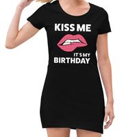 Kiss me it is my birthday jurkje zwart dames - thumbnail