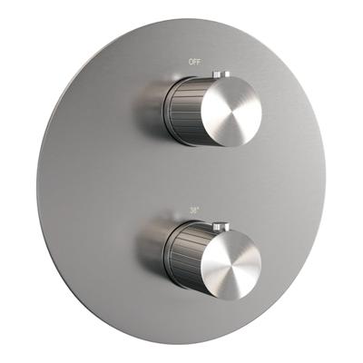BRAUER Stripe 3-weg Inbouwthermostaat - rond - in- en afbouwdelen - RVS-kleurig geborsteld PVD 5-NG-354