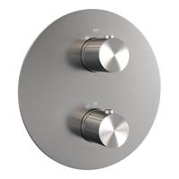 BRAUER Stripe 3-weg Inbouwthermostaat - rond - in- en afbouwdelen - RVS-kleurig geborsteld PVD 5-NG-354