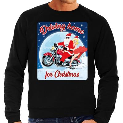 Foute kersttrui sweater - motorliefhebbers - driving home - zwart - heren Foute kersttrui sweater - motorliefhebbers - driving home - zwart - heren