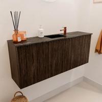 Toiletmeubel Mondiaz Joya Dlux | 100 cm | Meubelkleur Walnut | Faye wastafel Lava Wasbak Midden | 1 kraangat