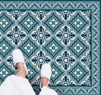 Cyaan en blauwe klassieke bloemen vinyl tapijt badkamer