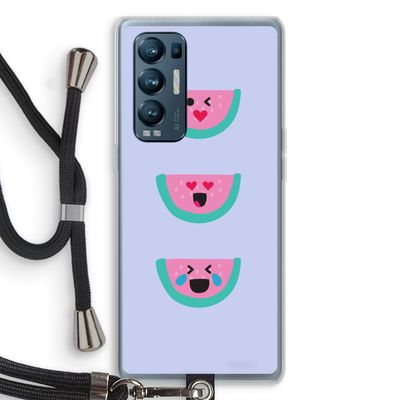 Smiley watermeloen: Oppo Find X3 Neo Transparant Hoesje met koord