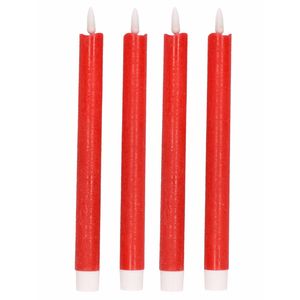 4x Kerstdiner/diner kaarsen rood Led 25,5 cm - LED kaarsen