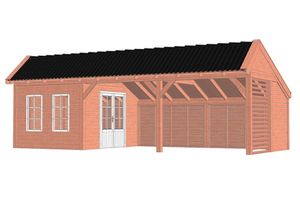 Trendhout Kapschuur De Stee 900x425 cm - Combinatie 1- Kapschuurdak- Onbehandeld lariks Douglas hout- Trendhout
