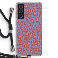 Leopard blue: Samsung Galaxy S21 FE Transparant Hoesje met koord