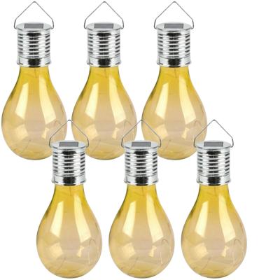 Sunnydays Solar sfeer hanglamp - 20x - tuin - lampenbol - geel - kunststof - 15 cm