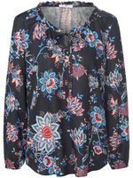 Lange blouse 100% viscose Van Peter Hahn blauw - thumbnail